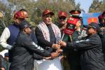 Raksha Mantri Shri Rajnath Singh launching ‘Soul of Steel’ Alpine Challenge, an initiative to promote tourism in border areas, in Dehradun on the occasion of 7th Armed Forces Veterans’ Day on January 14, 2023. Also seen are Chief Minister of Uttarakhand Shri Pushkar Singh Dhami and Chief of Defence Staff General Anil Chauhan.