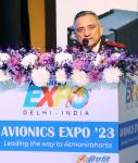Chief of Defence Staff General Anil Chauhan addressing the gathering at the inauguration of Avionics Exposition 2023 in New Delhi on December 07, 2023.
