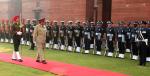 Chief of Defence Staff of Sri Lanka General Shavendra Silva inspecting the Tri-Service Guard of Honour at South Block Lawns in New Delhi on December 07, 2023.