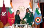 Chief of Defence Forces, Tanzania General Jacob John Mkunda calling on Chief of Defence Staff General Anil Chauhan in New Delhi on December 18, 2023.