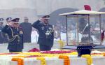 Chief of Defence Staff General Anil Chauhan paying floral tributes at the Gandhi Smriti in New Delhi on the occasion of Martyrs’ Day on January 30, 2024.