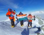 Indian National Flag atop highest peak of Antarctica